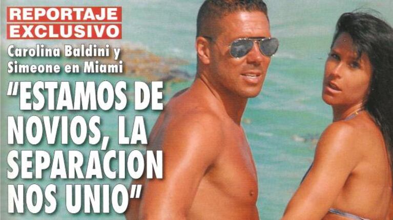 Carolina Baldini y Diego Simeone en Miami