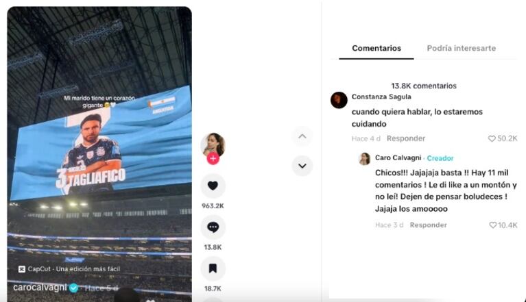Carolina Calvagni, la esposa de Nicolás Tagliafico. habló de las teorías conspirativas en el  Mundial