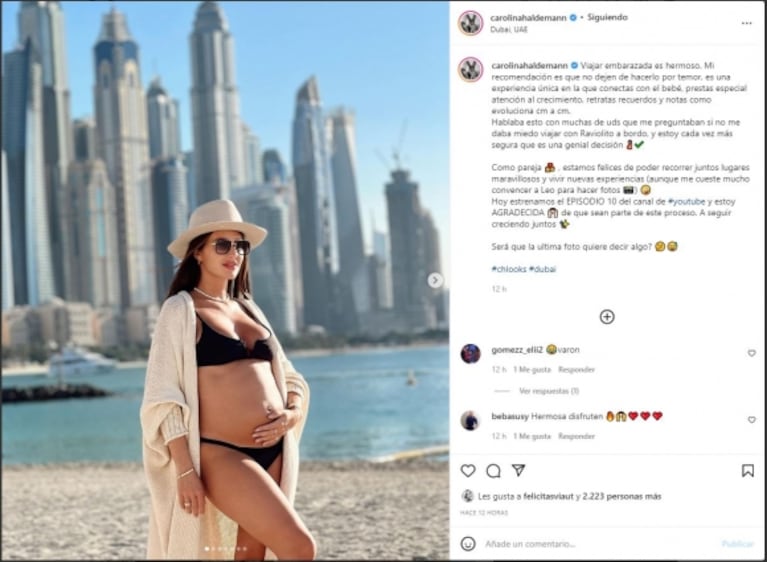 Carolina Haldemann lució su pancita de cinco meses en Dubai junto a su pareja: "Viajar embarazada es hermoso"