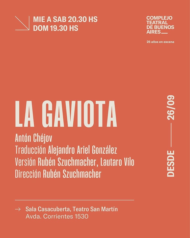 Carolina Kopelioff protagoniza La Gaviota en el teatro San Martín. (Foto: @carolinakopelioff)