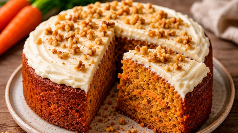 Carrot cake húmedo y fácil (Foto IA)