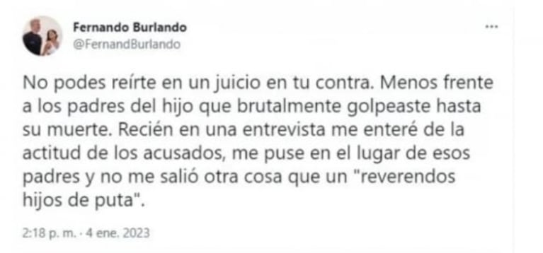 Caso  Fernando Báez Sosa: Santiago Maratea apuntó contra los padres de los imputados