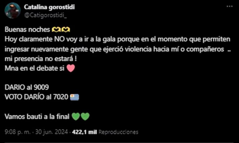 Catalina Gorostidi habló de la supuesta interna con Santiago del Moro tras ser bajada de El Debate