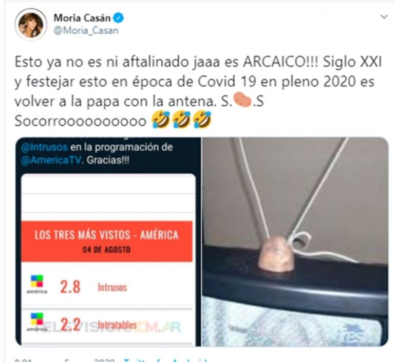 Catarata de explosivos tweets de Moria Casán contra Jorge Rial: "Seguís dando lástima, no seas rata"