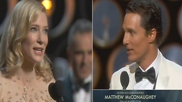 Cate Blanchett y Matthew McConaughey ganaron como Mejores Actores Protagónicos. (Foto: captura)