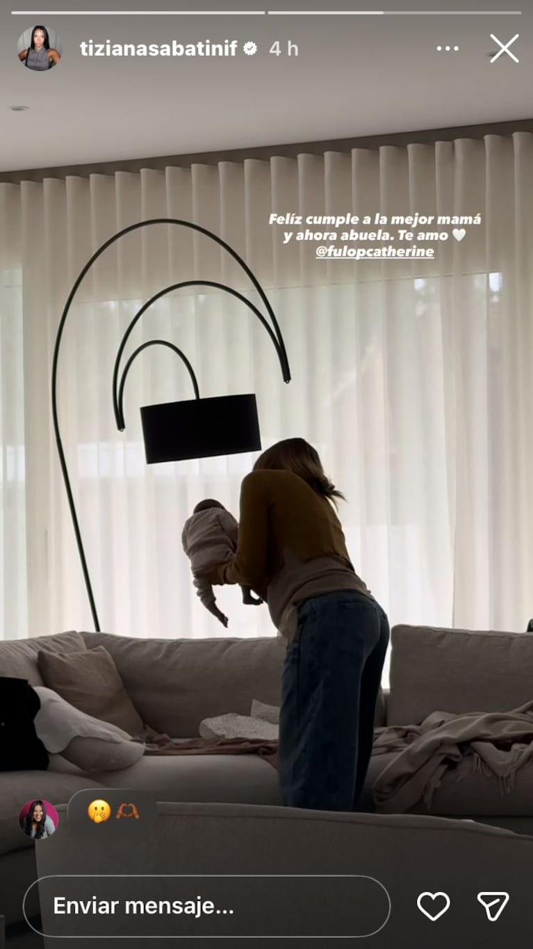 Catherine Fullop en su rol de abuela (Foto: Instagram/@tizianasabatinif).