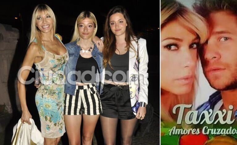 Catherine Fulop (48), con Tiziana (14) y Oriana (17). Der: con Nico Riera (28).