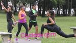 Catherine Fulop hizo gimnasia con su personal trainer en Vicente López. Fotos: Movilpress.