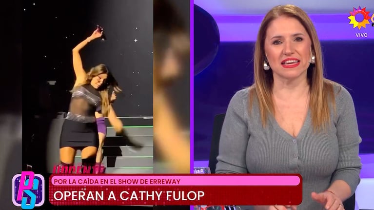 Catherine Fulop será operada tras su fuerte caída del escenario de Erreway (Captura de pantalla de Puro Show, eltrece)