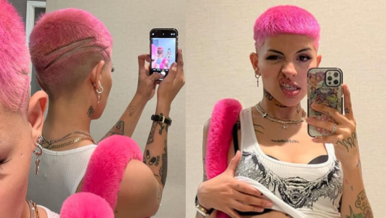 Cazzu se animó a un radical cambio de look: se rapó y tiñó de rosa.