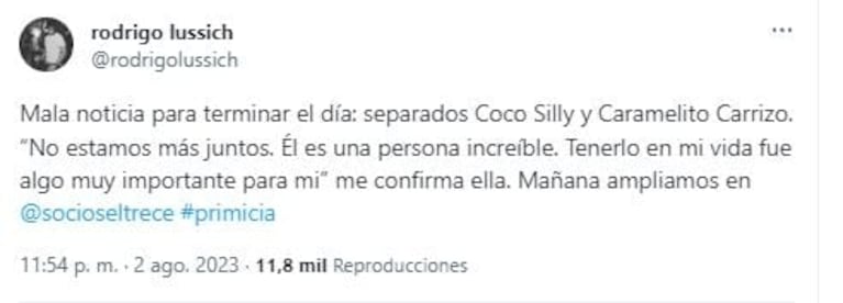 Cecilia "Caramelito" Carrizo confirmó su separación de Coco Sily: "Tenerlo en mi vida fue muy importante"