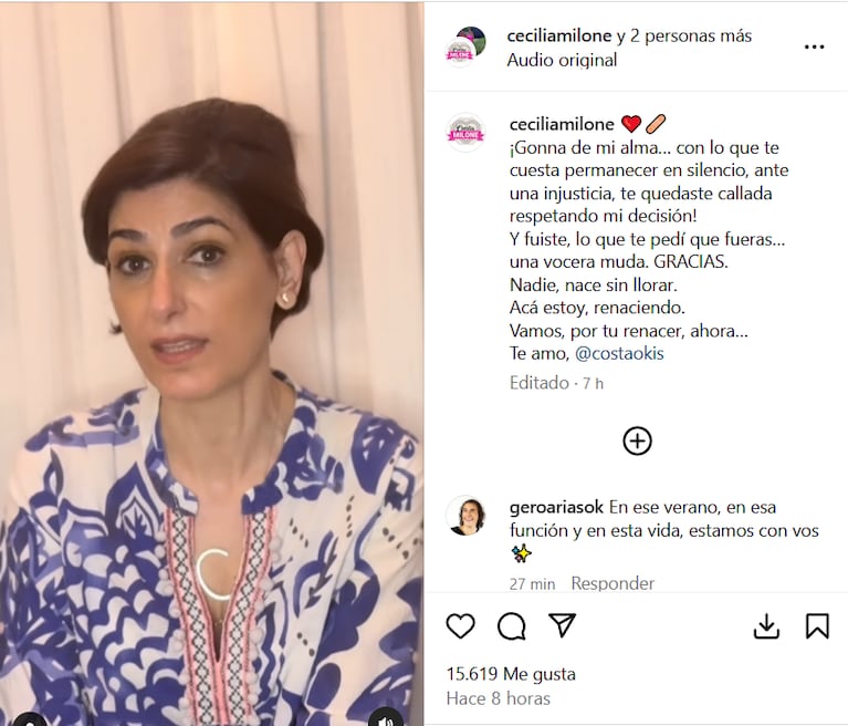 Cecilia Milone en sus redes sociales (Foto: Instagram/@ceciliamilone).