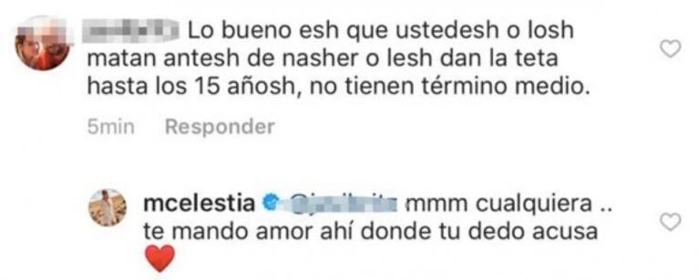 Celeste Cid compartió una foto retro amamantando a Antón: su fuerte reacción ante la crítica de un hater