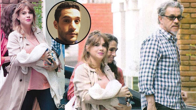 Celeste Cid junto a Antón y Jean Pierre Noher, el papá de su pareja. Foto: revista Paparazzi