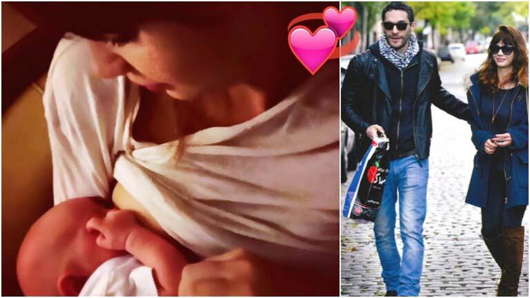 Celeste Cid publicó la primer foto de Anton, su segundo hijo (Fotos: Instagram y revista Gente)