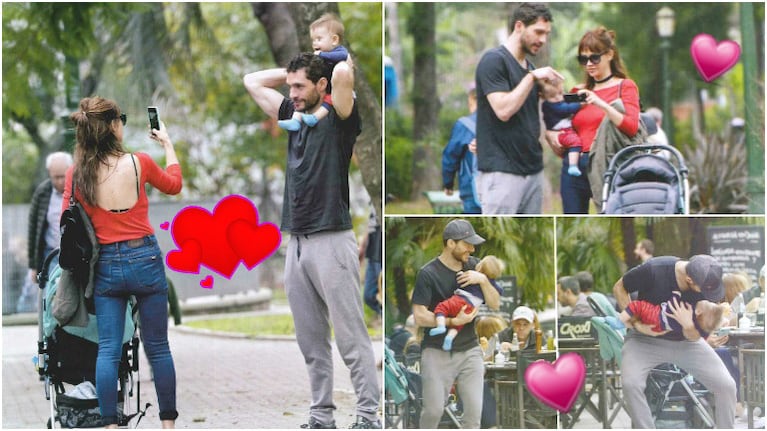 Celeste Cid y Michel Noher disfrutaron de un almuerzo junto al pequeño Antón, su bebé de 8 meses (Fotos: revista Gente)
