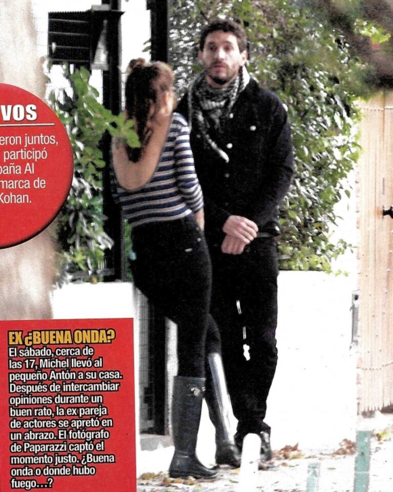 Celeste Cid y Michel Noher, unidos por su hijo: charla en la vereda y cariñoso abrazo