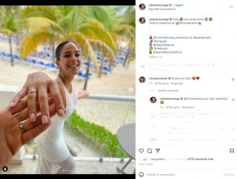 Celeste Muriega anunció su compromiso con Christian Sancho: la foto luciendo su alianza