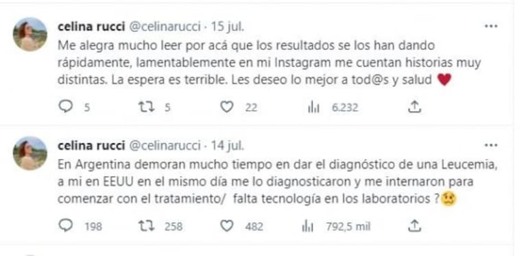 Celina Rucci habló de su lucha contra la leucemia, se refirió a la salud de Wanda Nara y generó polémica