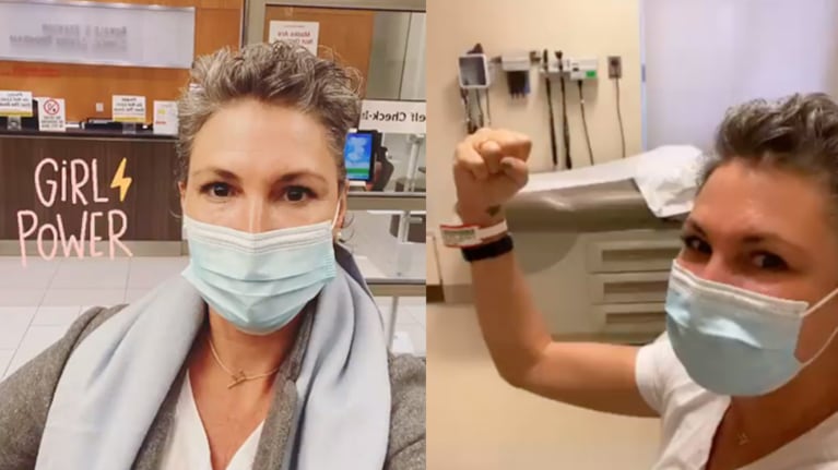 Celina se mostró feliz porque los estudios médicos le dieron muy bien.