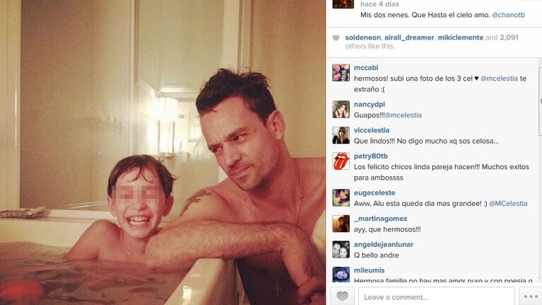 Chano con André, el hijo de Celeste Cid. (Foto: Instagram/mcelestia)
