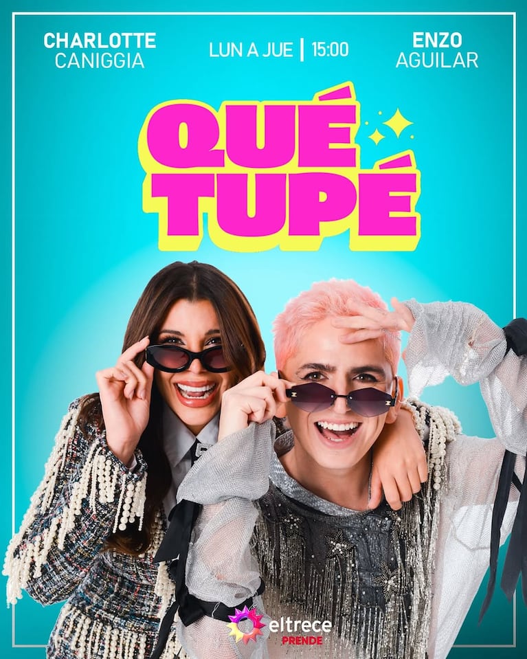 Charlotte Caniggia y Enzo Aguilar hacen Qué Tupé.  (Foto: @eltreceprende).