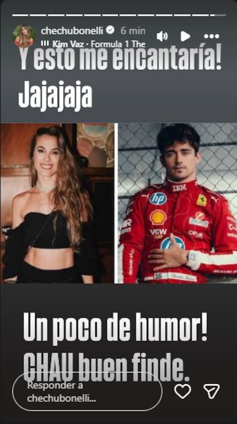 Chechu Bonelli blanquó sus ganas con Charles Leclerc.
