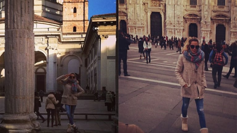 Chechu Bonelli y Darío Cvitanich, vacaciones familiares en Milán (Foto: Twitter).