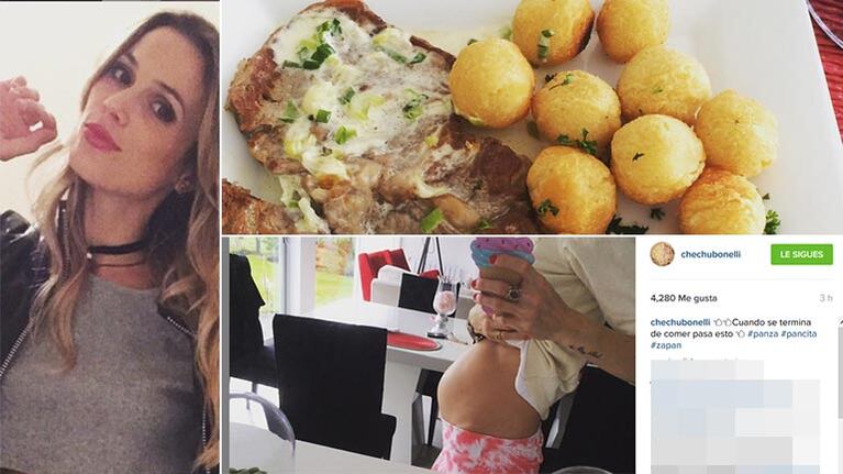 Chechu Bonelli y su pancita: de cuatro meses ¡y cómo luce después de almorzar!
