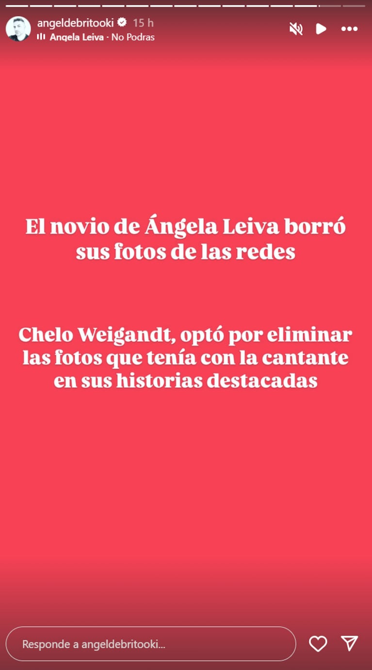 Chelo y Ángela, ¿separados? Foto: IG | angeldebritooki