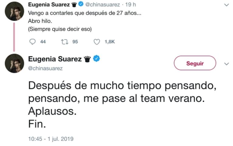 China Suárez anunció su rotundo cambio de opinión... ¡tras décadas meditándolo!: "Después de 27 años, me..."