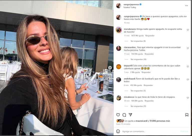 China Suárez. (Captura: @sangrejaponesa)