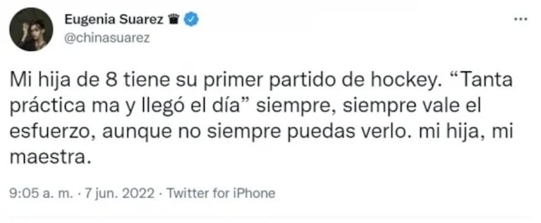 China Suárez compartió la tierna carta que le escribió su hija Rufina Cabré destacándola como mamá