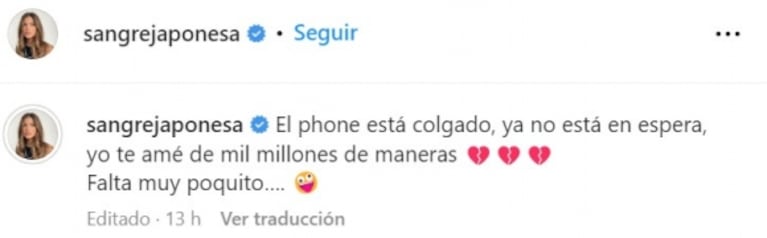 China Suárez compartió un posteo sobre el desamor: "Te amé de mil millones de maneras"