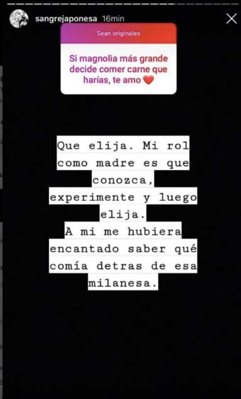 China Suárez contó qué hará si Magnolia decide comer carne: “Que elija, a mí me hubiera encantado...”