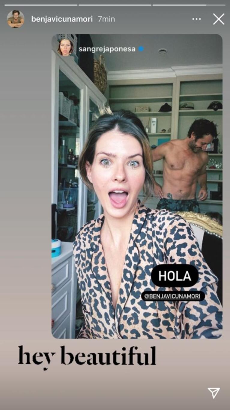 China Suárez "escrachó" a Benjamín Vicuña con una foto íntima de entrecasa: "¡Hola!"