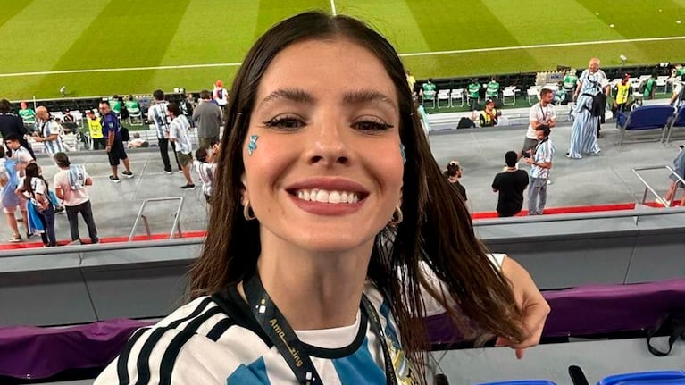 China Suárez festejó el triunfo argentino ante Egipto.