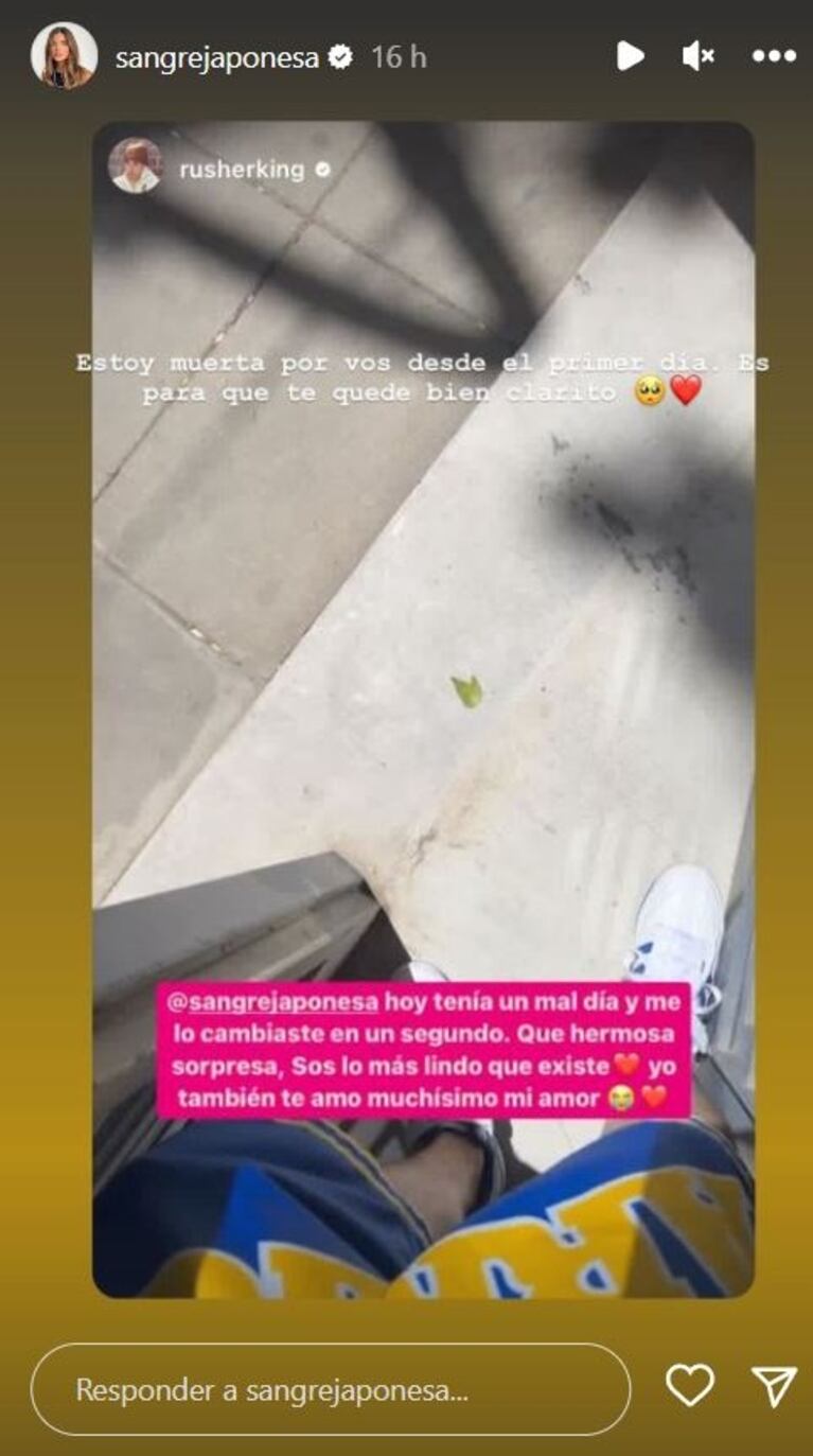 China Suárez le colgó un pasacalles a Rusherking con una tremenda declaración de amor y él reaccionó emocionado