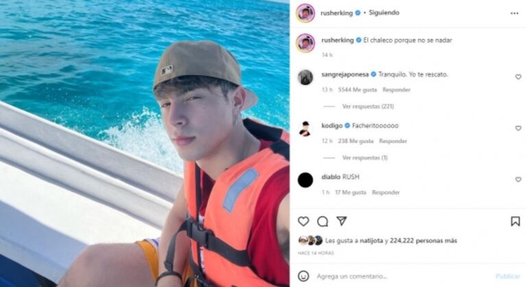 China Suárez le envió un romántico mensaje a Rusherking, de vacaciones y románticos en un yate: "Yo te rescato"