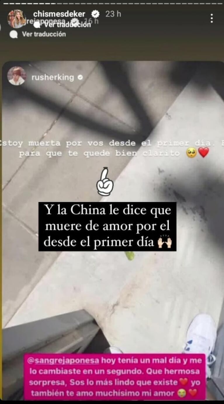 China Suárez le explicó a Rusherking por qué le dedicó un pasacalles: "Muerta de amor desde el primer día"