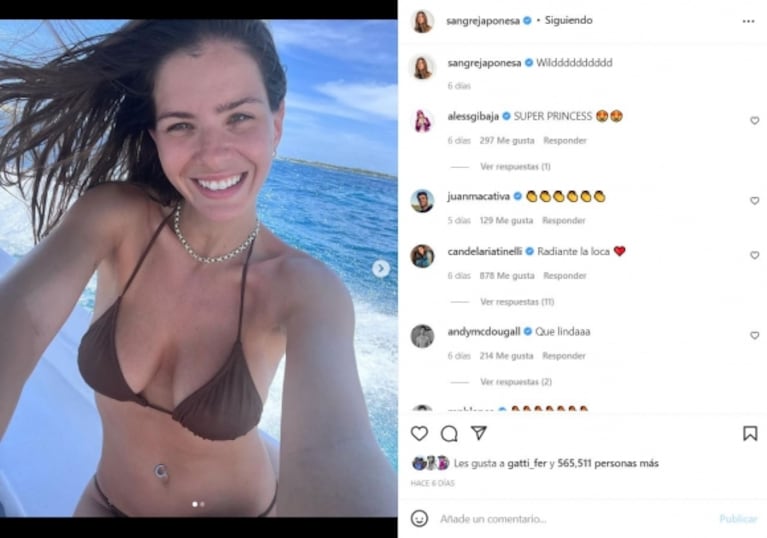 China Suárez lució su microbikini en un barco en plenas vacaciones con Rusherking en México