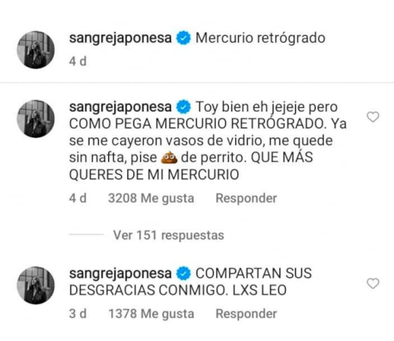 China Suárez mostró cómo la afectó el fenómeno de Mercurio Retrógrado: "¿Qué más querés de mí?"