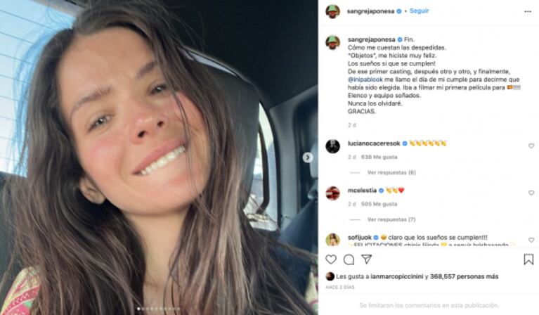 China Suárez mostró el detrás de escena del rodaje del film que protagoniza: "Los sueños sí se cumplen"