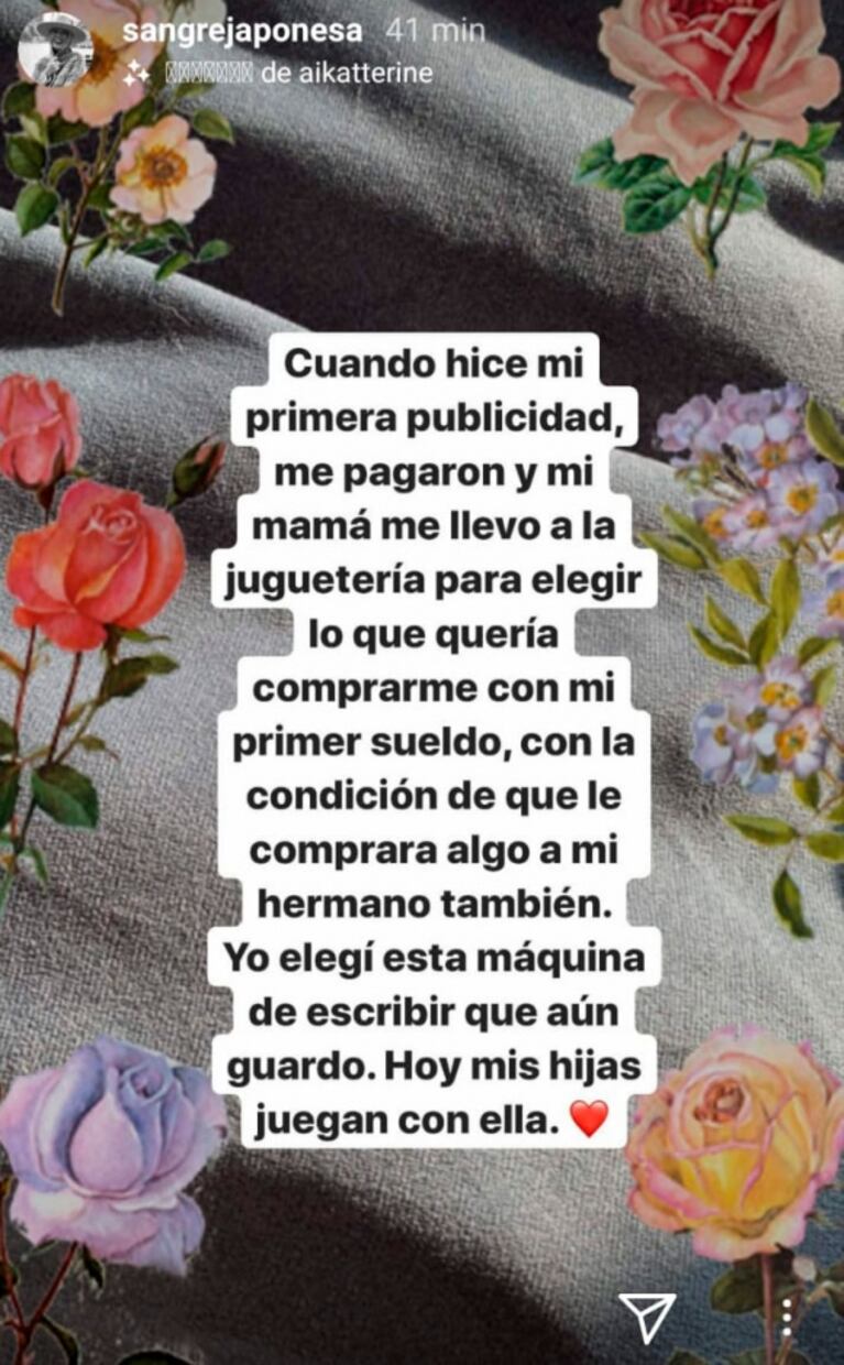 China Suárez mostró el especial juguete que se compró con su primer sueldo: "Una máquina de escribir"