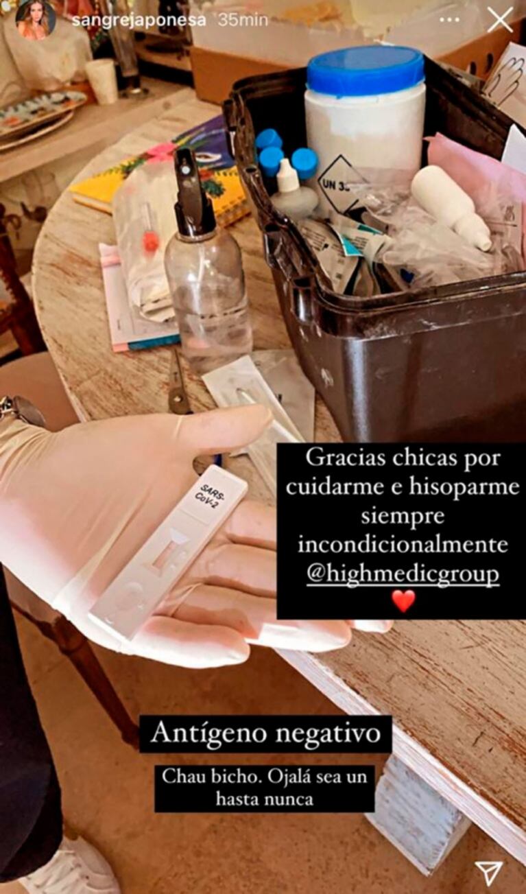China Suárez mostró su test negativo de coronavirus: "Chau bicho, ojalá sea un hasta nunca"