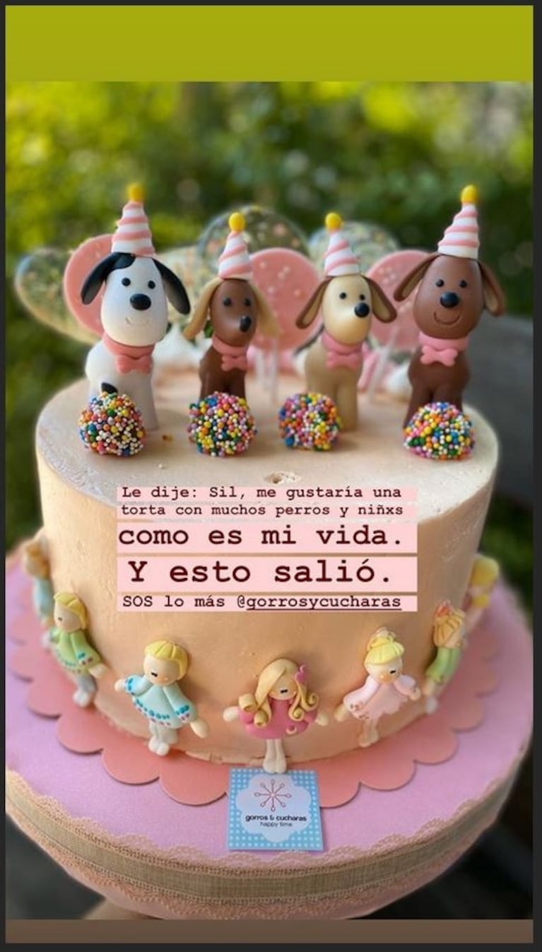 China Suárez mostró una llamativa torta de cumpleaños, en medio de rumores de embarazo: "Con muchos perros y niñxs"