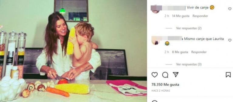 China Suárez publicó una foto cocinando en redes y recibió fuertes críticas: "Vive de canje"