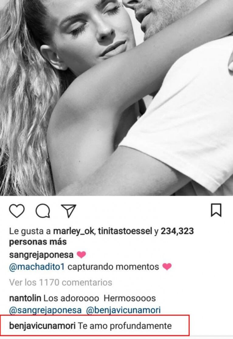 China Suárez publicó una foto súper romántica con Benjamín Vicuña ¡y él le dejó un comentario muy especial!