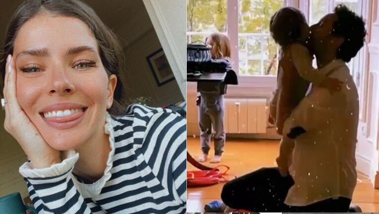 China Suárez reaccionó ante el video de Benjamín Vicuña con sus hijos en Madrid.