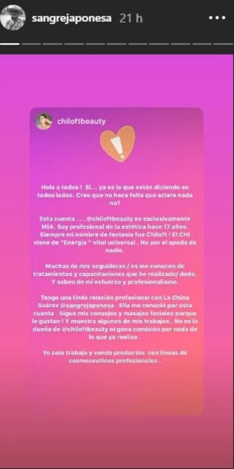China Suárez replicó el descargo de su esteticista tras la polémica por las maquinitas: "No recibe comisión"
